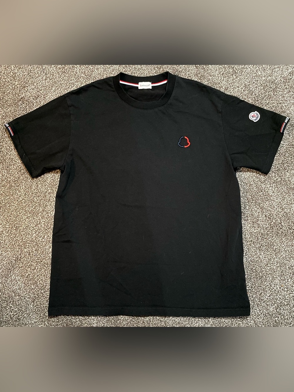 Moncler Black Short-Sleeve Crewneck T-Shirt With Embroidery
